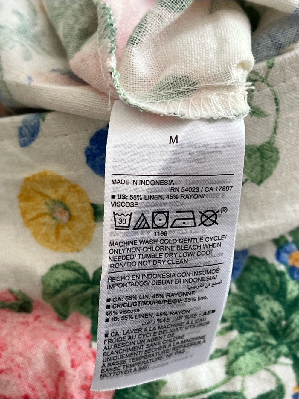 Old Navy White Linen Floral A-Line Skirt with Pink, Blue & Yellow Blooms Medium - Picture 4 of 4